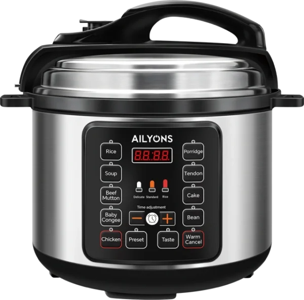 AiLyons 5L Digital Electric Pressure Cooker – 900W, 10 Preset Menus, Non-Stick Inner Pot - LS-A1