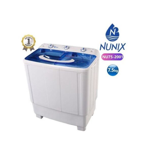 Nunix WSQB753W 7.5kg Semi-Automatic Twin Tub Washing Machine – High-Power 500W Anti-Rust Body