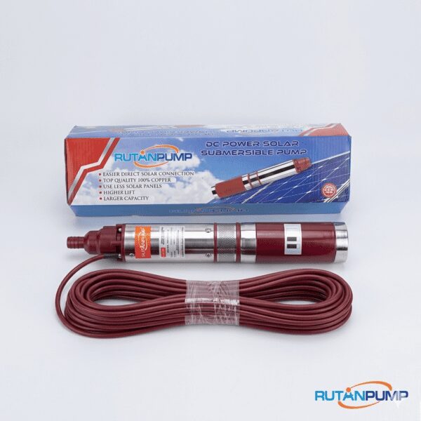 High-torque 24V DC screw-type submersible pump with 400W power, ideal for consistent water flow from deep wells.