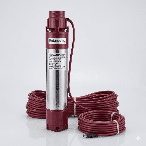 Rutanpump 400W High-Lift Solar Submersible Pump – 50m Max Head, 48V DC Direct Connection, 3.5m³/h Flow - JZDC3.5-48V-400W