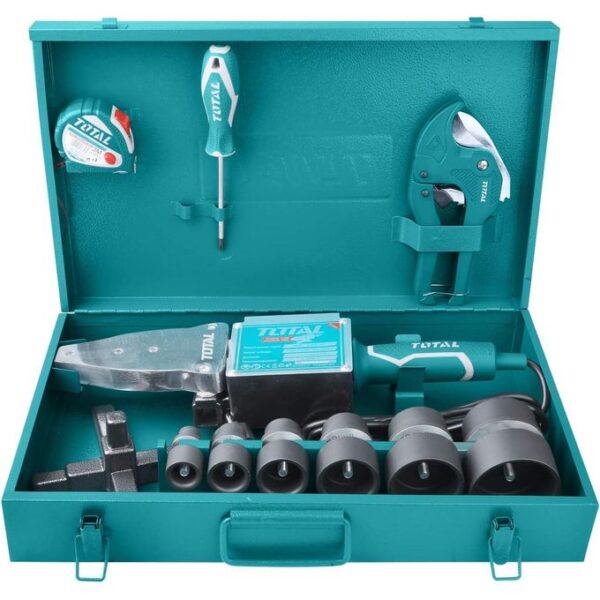 TOTAL 1500W Industrial PPR Pipe Welding Machine Set – Heavy Duty Fusion Welder, 20-63mm, Includes Pipe Cutter & Metal Case