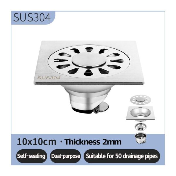 Rich Round Floor Drain 10cm x 10cm Stainless Steel Deep Water Seal RCH-FD10