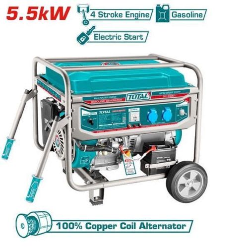 TOTAL 5.5kW Gasoline Generator Recoil & Electric Start 15l tank TP155001 Turquoise Blue